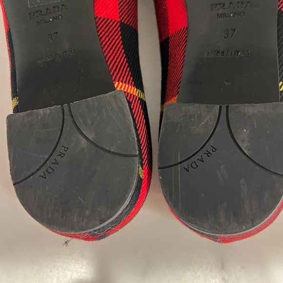 Plaid Prada Flats with Black Bow, Pristine Condition Size 37/7/6.5 - Picture 5 of 8
